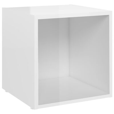 vidaXL 8 Piece TV Cabinet Set High Gloss White Engineered Wood