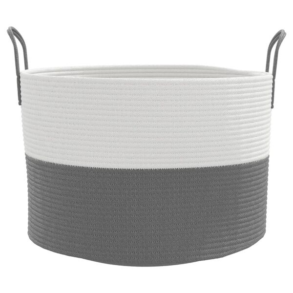 vidaXL Storage Basket Grey and White Ø51x33 cm Cotton