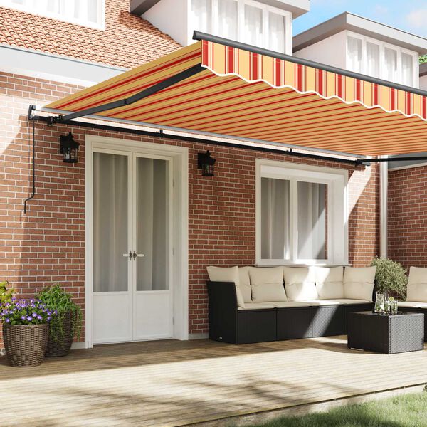 vidaXL Retractable Awning Manual Yellow and Orange 500 x 350 cm