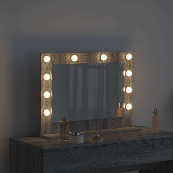 vidaXL Vanity Mirror Rectangular Grey Sonoma 60 x 45 x 18 cm