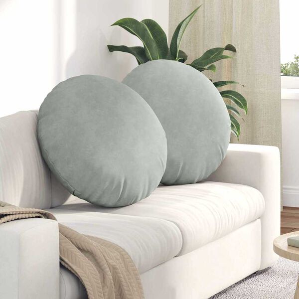 vidaXL Seat Cushions 2 pcs Light Grey &Oslash; 80 x 29 cm Velvet