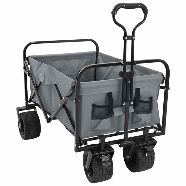 vidaXL Folding Hand Trolley Manual Grey 89 x 63 x 96 cm