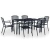 vidaXL 7 Piece Outdoor Dining Set Steel Black