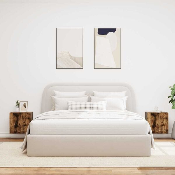 vidaXL TV Wall Cabinets with LED Lights 2 pcs Smoked Oak 40.5x35x40 cm