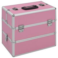 vidaXL Make-up Case 37x24x35 cm Pink Aluminium
