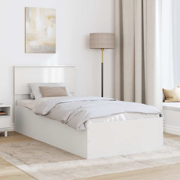 vidaXL Bed Frame with Headboard White 100 x 200 cm Engineered Wood
