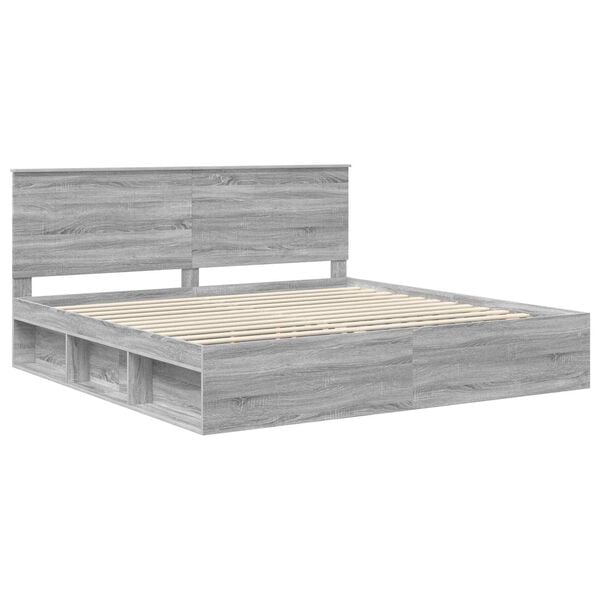 vidaXL Bed Frame Grey Sonoma 200 x 200 cm Solid Pine Wood