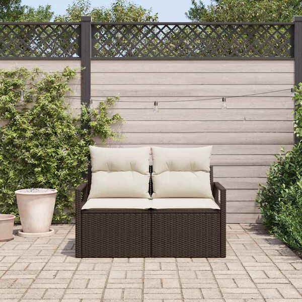 vidaXL Garden Sofa with Cushion 120 x 62 x 69 cm Poly Rattan