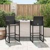 vidaXL Garden Bar Stools 2 pcs Black Poly Rattan