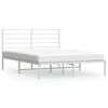 vidaXL Metal Bed Frame without Mattress with Headboard White 140x190cm