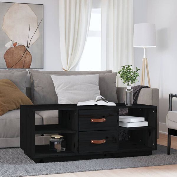 vidaXL Coffee Table Black 100x50x41 cm Solid Wood Pine