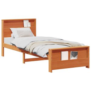 vidaXL Bed Frame with Headboard Wax Brown 90 x 190 cm Engineered Wood