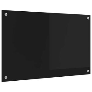 vidaXL Kitchen Backsplash Black 80 x 50 cm Tempered Glass