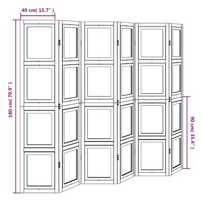 vidaXL Room Divider 6 Panels White Solid Wood Paulownia