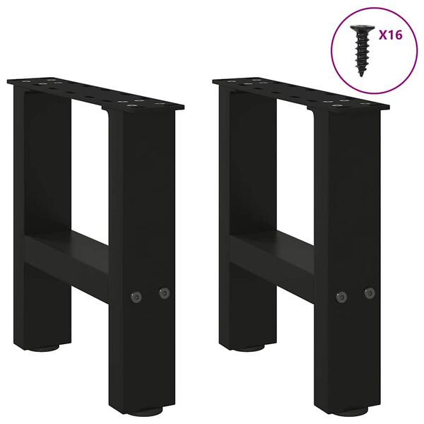vidaXL Coffee Table Legs Black 2 pcs 30x(30-31) cm Steel