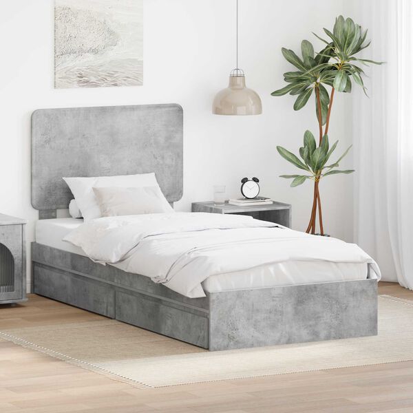 vidaXL Storage Bed Concrete Grey 100 x 200 cm Engineered Wood