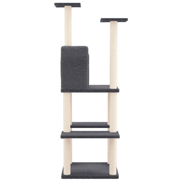 vidaXL Cat Tree with Sisal Scratching Posts Dark Grey 144.5 cm