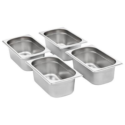 vidaXL Gastronorm Containers 8 pcs GN 1/4 100 mm Stainless Steel