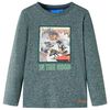 vidaXL Kids'T-shirt with Long Sleeves Dark Green Melange 128