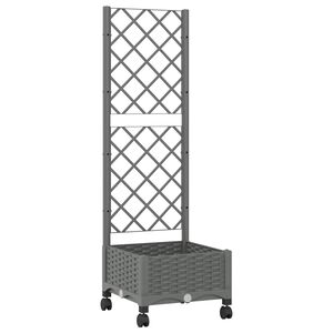 vidaXL Garden Planter with Trellis&Wheels Light Grey PP