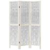 vidaXL Room Divider 3 Panels White Solid Wood Paulownia