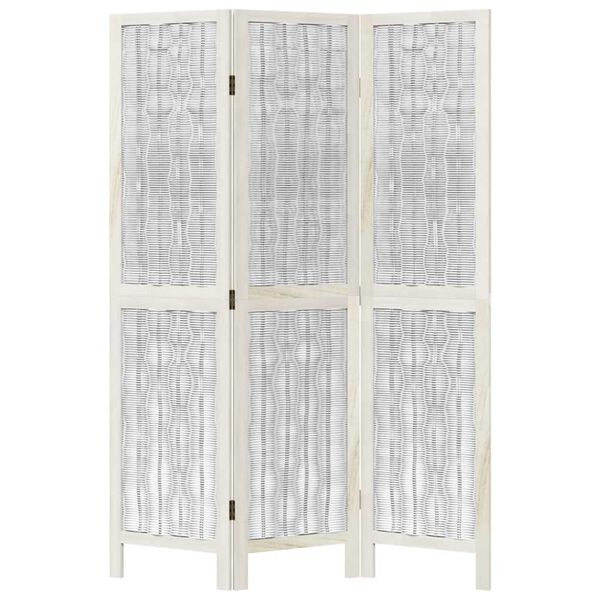 vidaXL Room Divider 3 Panels White Solid Wood Paulownia