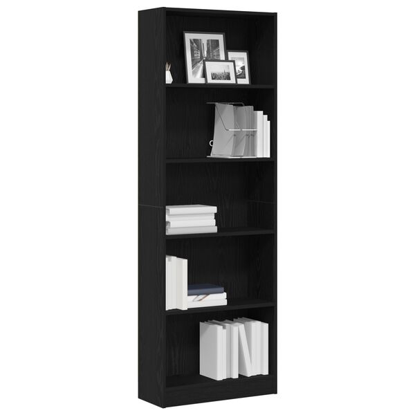 vidaXL Bookshelf Black Oak 60 x 24 x 176 cm Engineered Wood