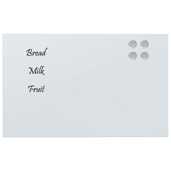 vidaXL Wall-mounted Magnetic Board White 80x50 cm Tempered Glass