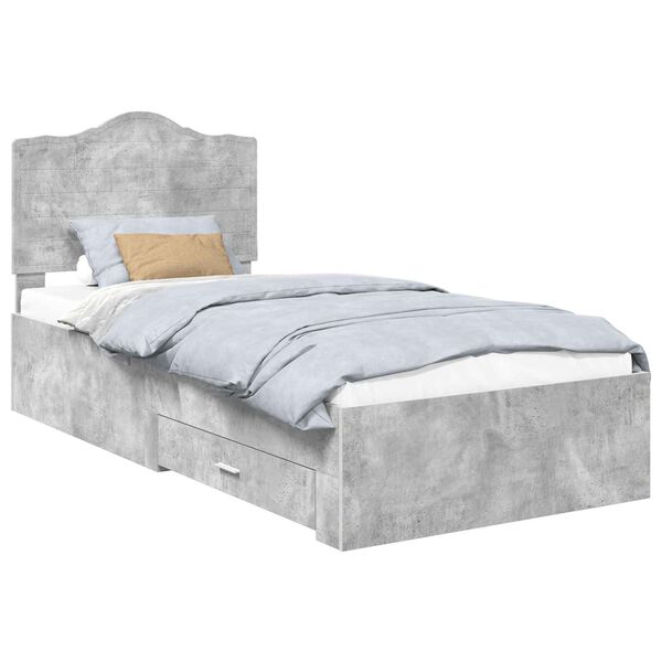 vidaXL Bed Frame Concrete Grey 100 x 200 cm Engineered Wood