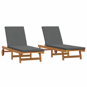vidaXL Sun Lounger Reclining 2-person 2 pcs Brown Solid Acacia Wood