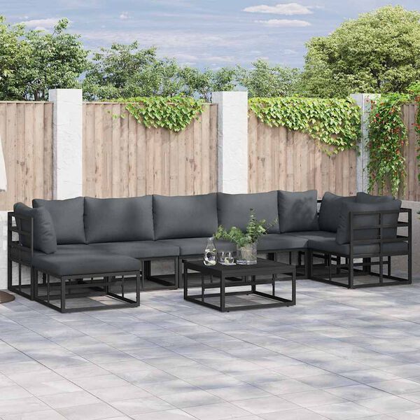 vidaXL Garden Sofa Set with Cushion Black Aluminium