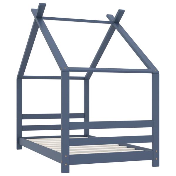 vidaXL Kids Bed Frame Grey Solid Pine Wood 80x160 cm
