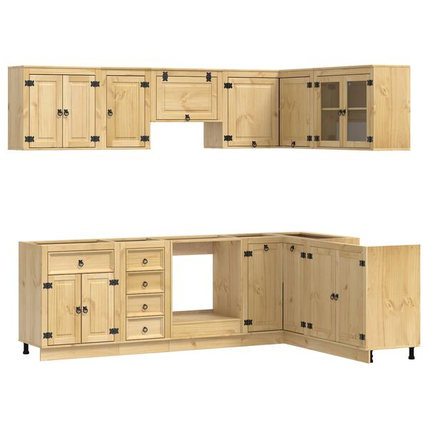 vidaXL Cabinet with Drawer SKI 10 pcs Honey Brown Solid Pine Wood