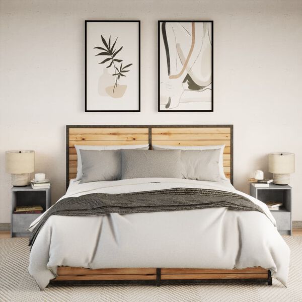 vidaXL Bedside Cabinets with LED Lights 2 pcs Concrete Grey Engineered Wood