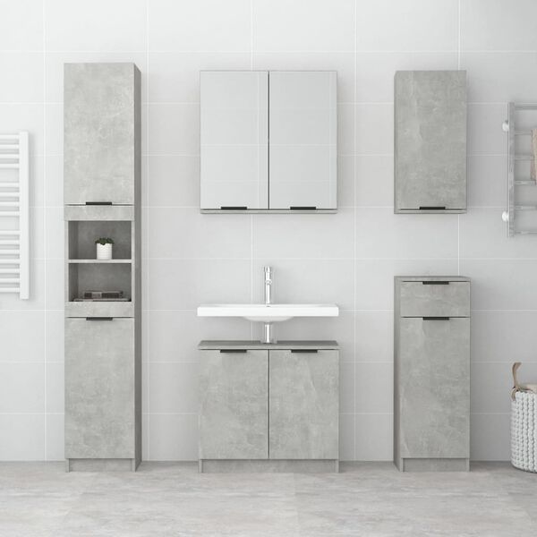 vidaXL 5 Piece Bathroom Cabinet Set Concrete Grey Engineered Wood
