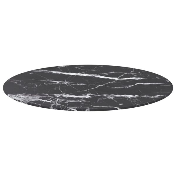 vidaXL Table Top Black &Oslash;80x1 cm Tempered Glass with Marble Design
