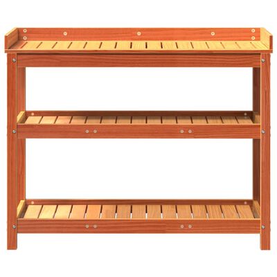 vidaXL Potting Table with Shelves Brown 108x45x86.5 cm Solid Wood Pine