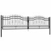 vidaXL Fence Gate KAMPEN with Spear Top Black 394.5x100 cm Steel