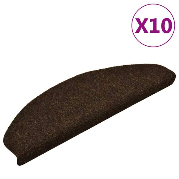 vidaXL Stair Mats Self-adhesive 10 pcs 65x21x4 cm Brown Half Round Large