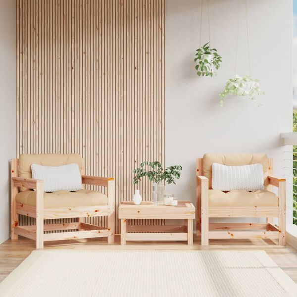 vidaXL Garden Chairs with Cushions 2 pcs Solid Wood Pine