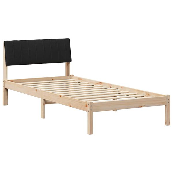 vidaXL Bed frame Brown and black 90 x 190 cm Solid pine wood