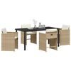vidaXL Garden Dining Set with Cushion 5 pcs Beige Poly Rattan