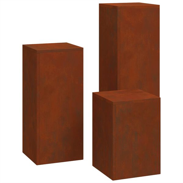 vidaXL Plant Stand 3 pcs Rusty Weathering Steel