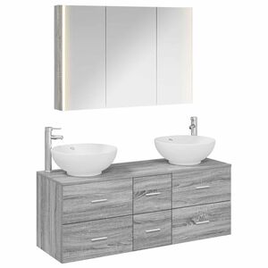 vidaXL Bathroom Furniture Set 4 pcs Grey Sonoma