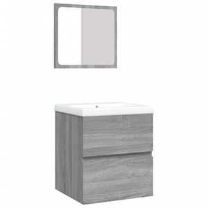 vidaXL Bathroom Sink Cabinet with Basin and Mirror Grey Sonoma