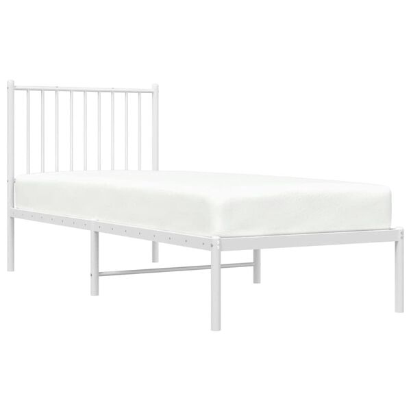 vidaXL Metal Bed Frame without Mattress with Headboard White 75x190cm
