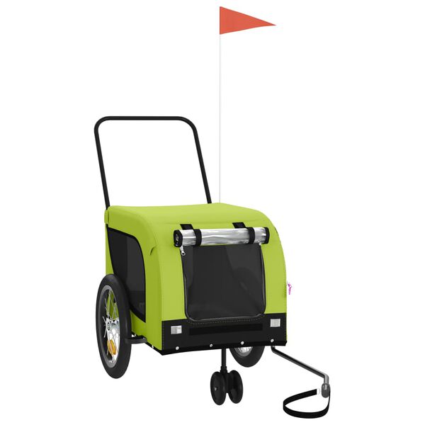 vidaXL Pet Bike Trailer Green and Black Oxford Fabric and Iron