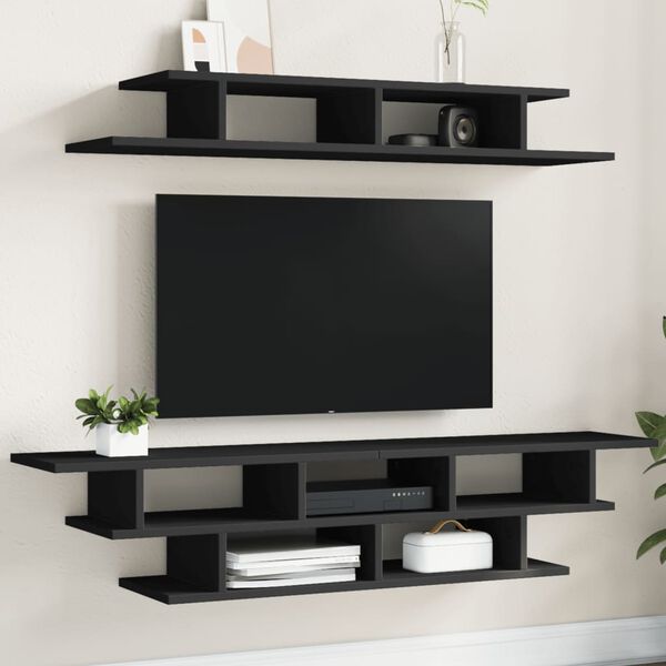 vidaXL TV Wall Units Black Engineered Wood