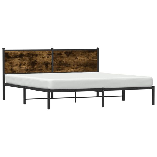 vidaXL Metal Bed Frame without Mattress Smoked Oak 183x213 cm