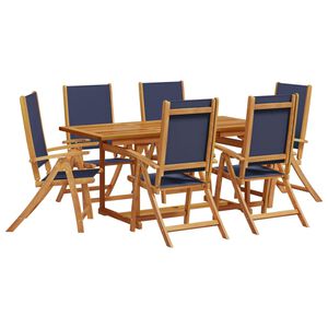 vidaXL 7 Piece Garden Dining Set Solid Wood Acacia and Textilene